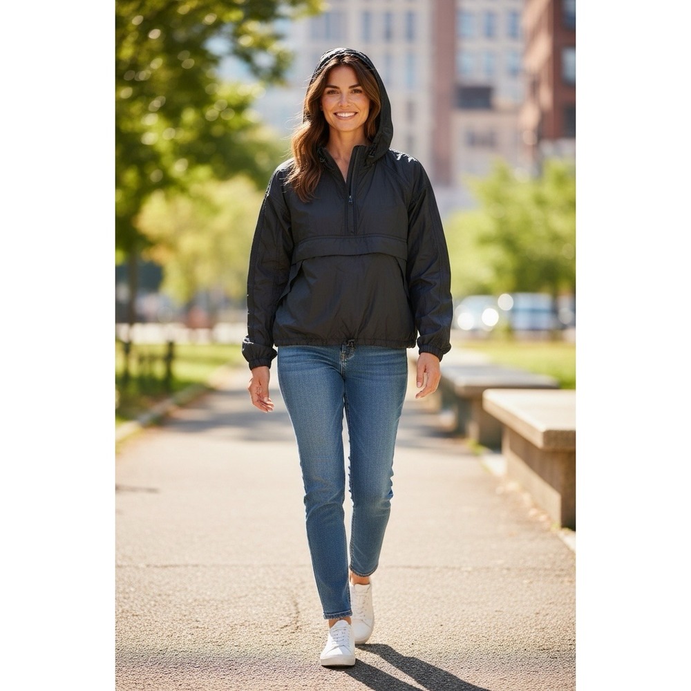 Outdoor Voices Navy Packable Hooded Anorak Windbreaker Jacket Women's S